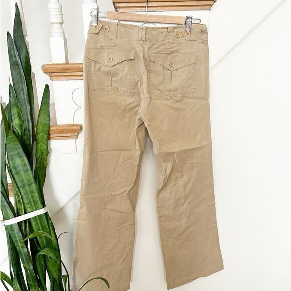 Vince Tan Cotton Blend Flat Front Button & Zip Closure Wide Leg Pants Size 2 - Picture 3 of 6